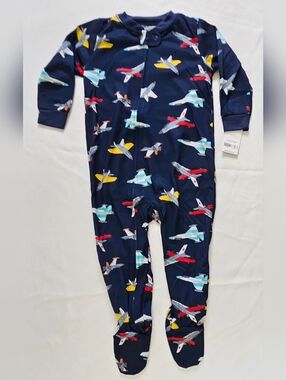 Carter's Baby Boy 24M Navy Airplane Fighter Jet Footed Sleeper Pajamas NWT 1